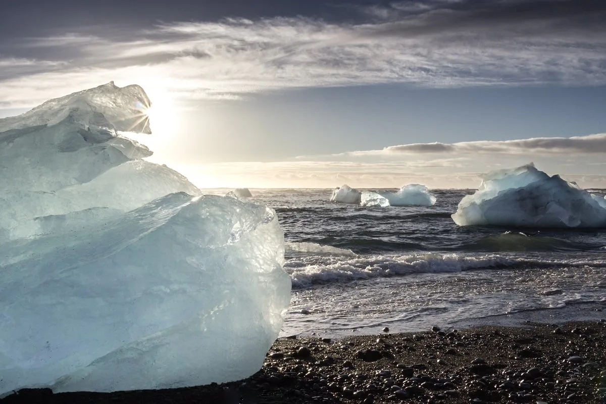 La diamond beach dans le sud de l'Islande
