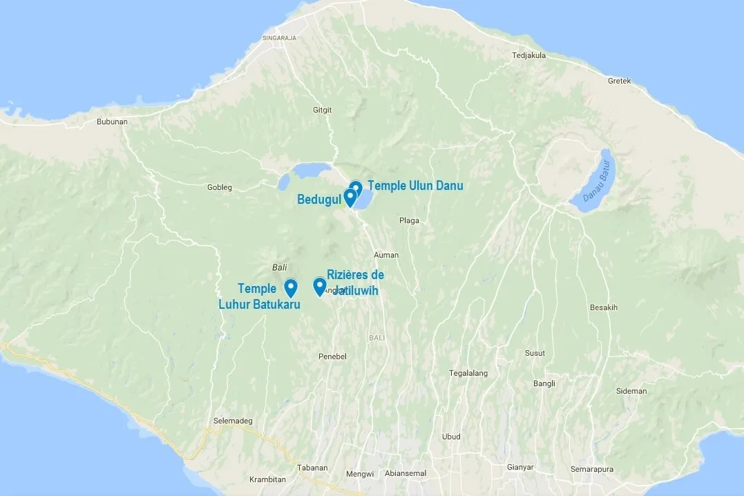 Que faire à Bedugul : carte des points d'intérêt
