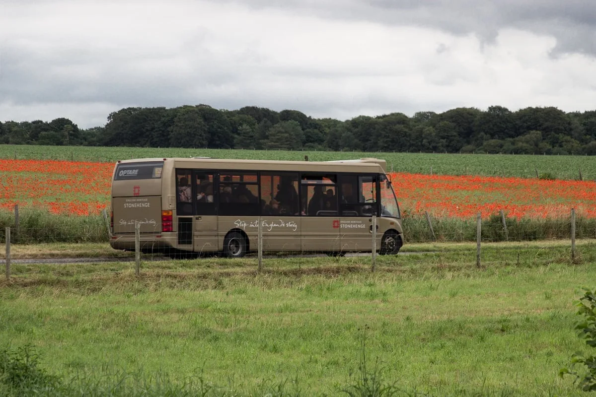 La navette à Stonehenge qui fait les allers-retours entre le Visitor Centre et le cercle de pierres