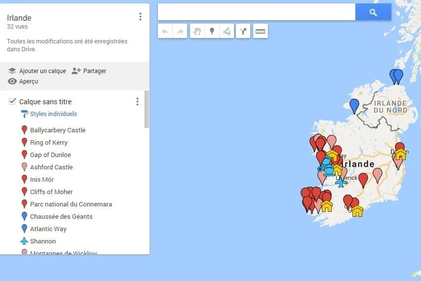 Définir les points d'intérêt de son roadtrip sur l'application My Maps