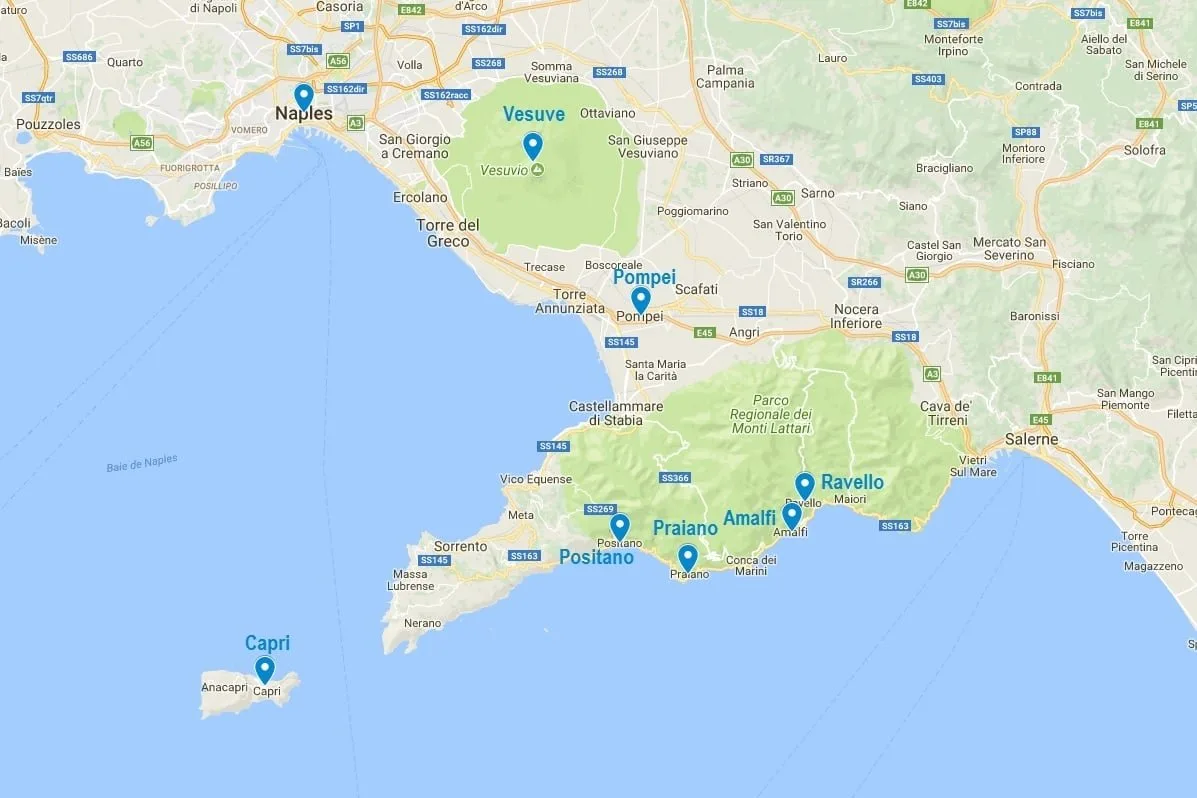 Points d'intérêt de la Côte Amalfitaine