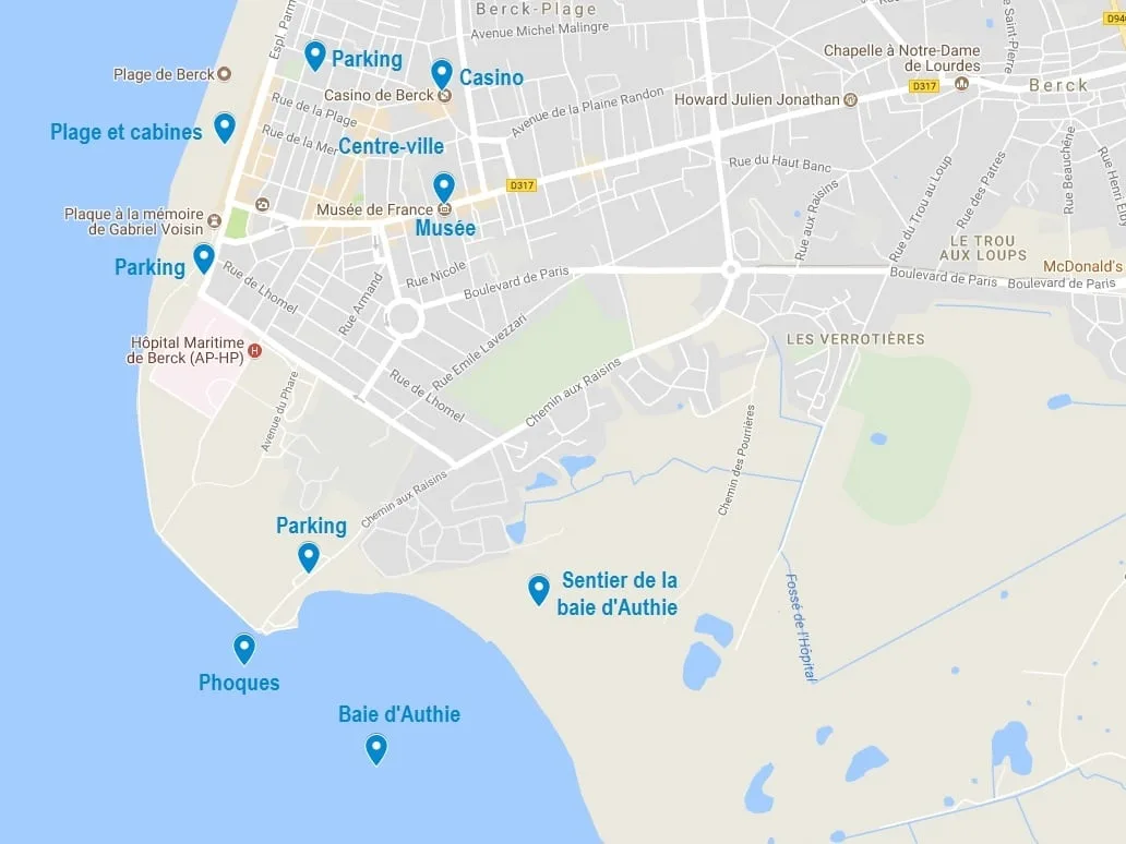 Carte des points d'intérêt à Berck sur mer