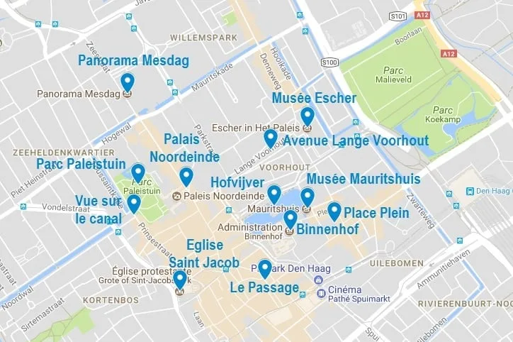 Carte des points d'intérêt à La Haye