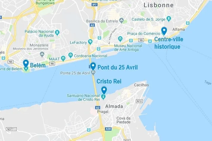 Points d'intérêt d'une croisière à Lisbonne