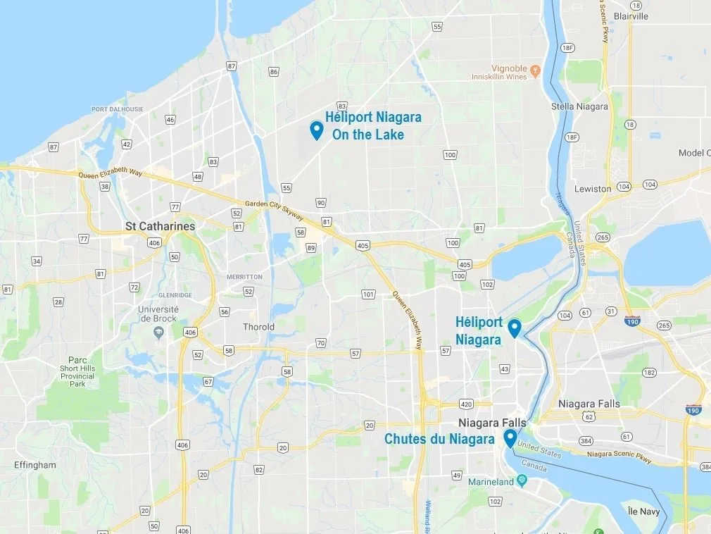 Carte des héliports près de Niagara