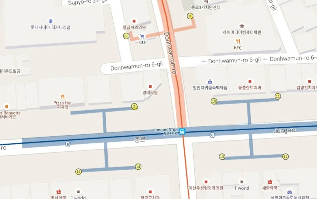 Plan de sorties du métro de Séoul