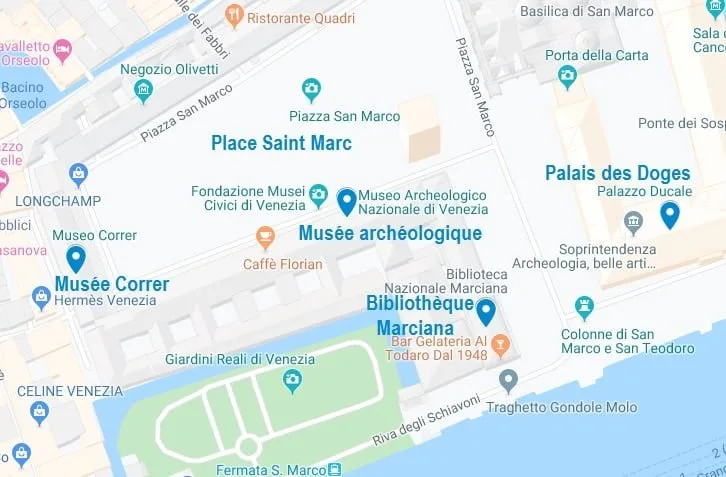 Carte des musées de la place Saint-Marc de Venise