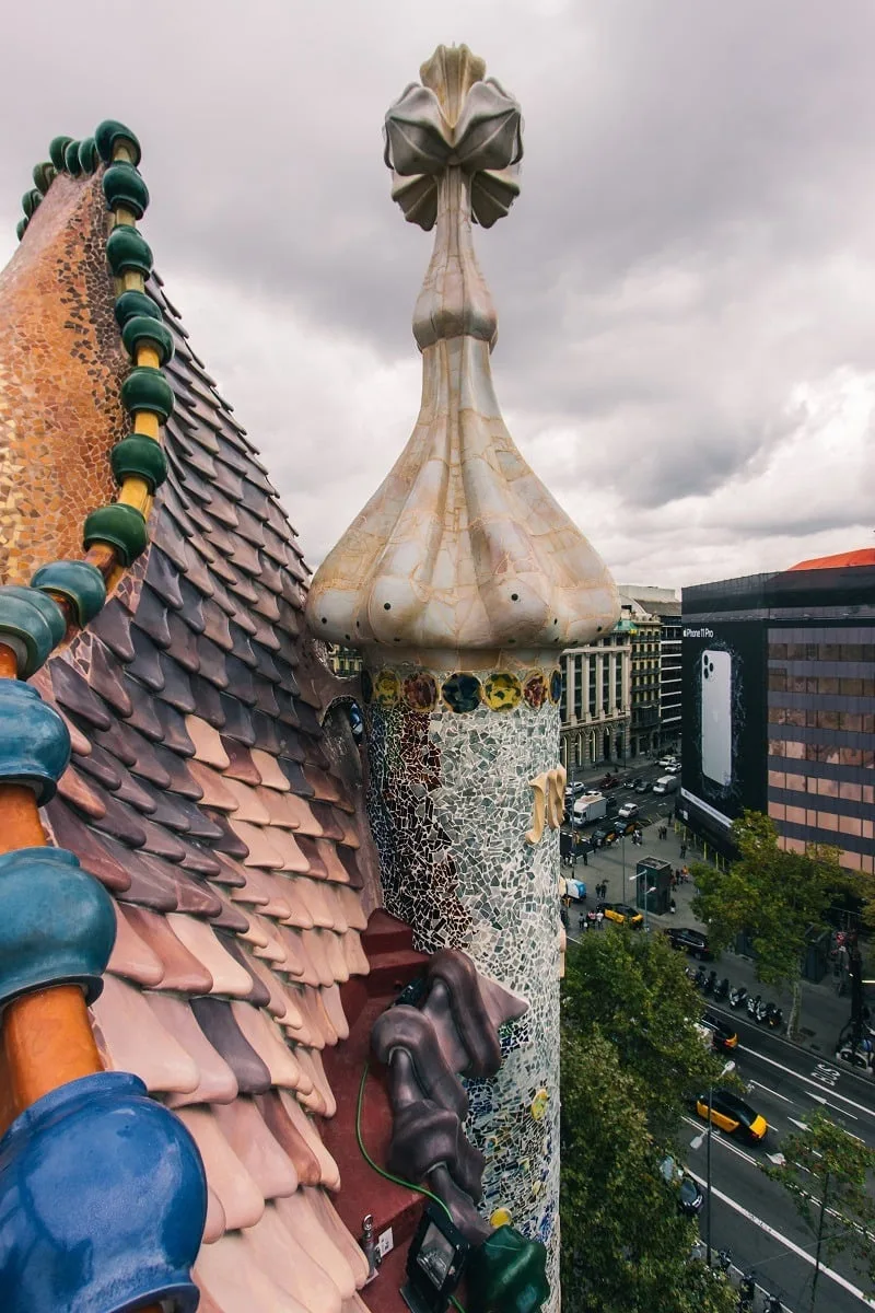 Vue depuis la terrasse de la Casa Batllo à Barcelone