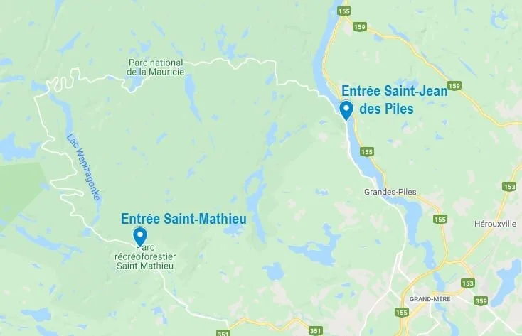 Entrées du parc national de la Mauricie au Québec