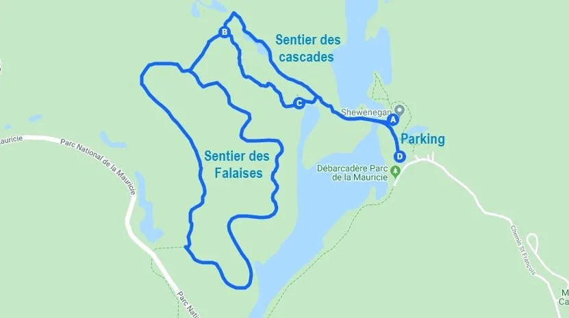 Randonnées des falaises et cascades au parc de la Mauricie