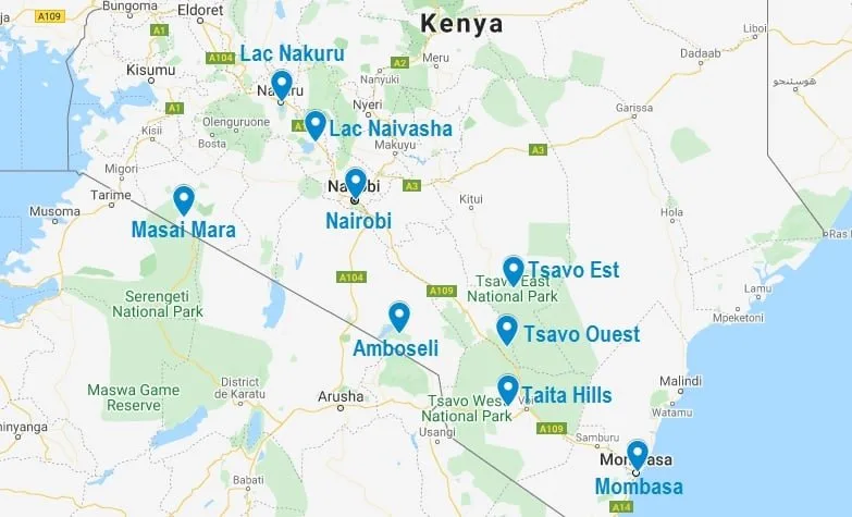 Carte d'un circuit au Kenya