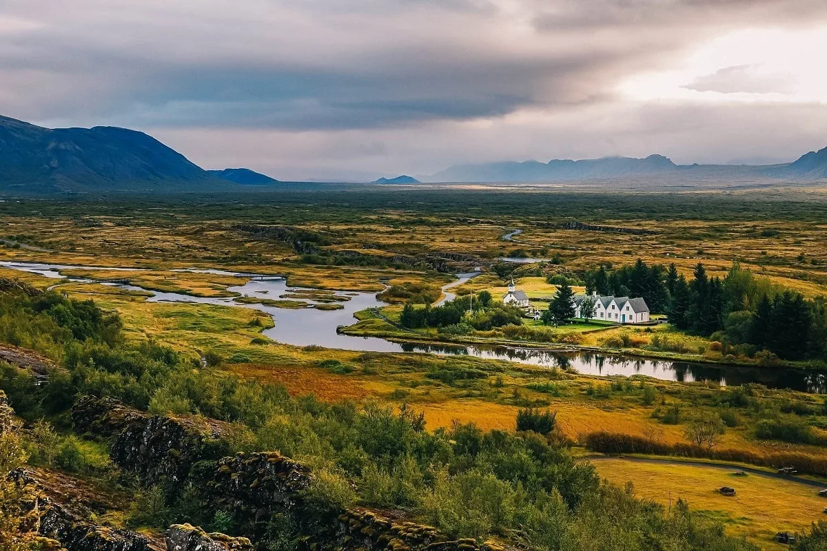 Panorama dans le parc national de Thingvellir dans le cercle d'or en Islande