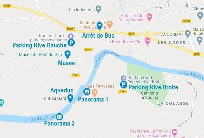 Points d'intérêt pour la visite du Pont du Gard