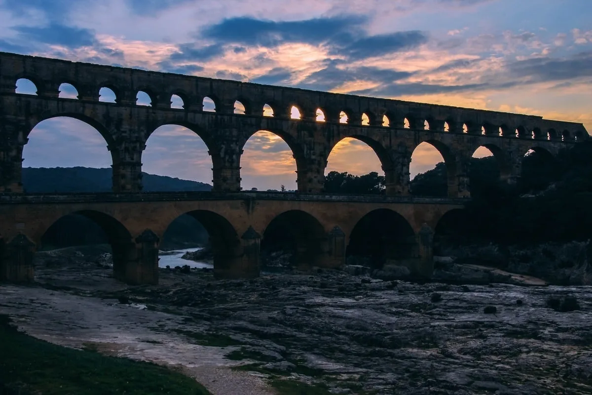 Pont du Gard au coucher du soleil