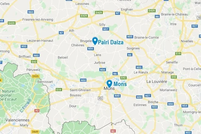 Carte de Pairi Daiza près de Mons