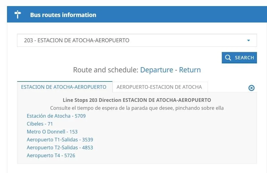 Informations sur la navette de l'aéroport de Madrid