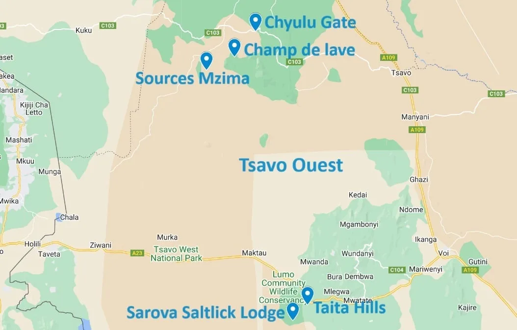 Carte de Tsavo Ouest