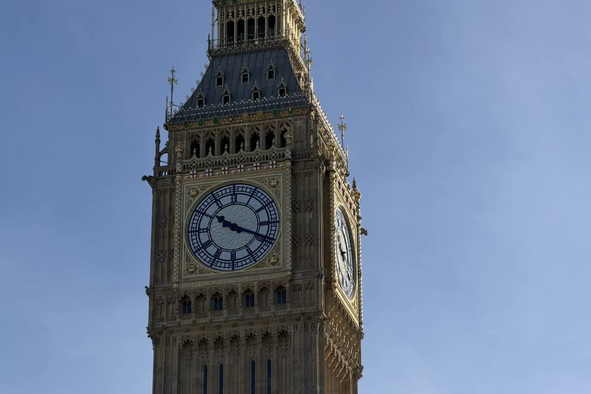 Horloge de Big Ben photographiée en contre-plongée