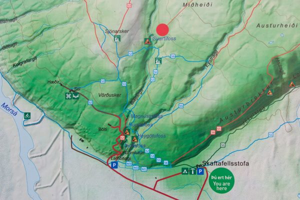 Le plan du parc national de Skaftafell en Islande