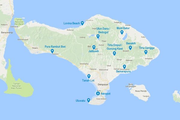 Points d'intérêts de mon carnet de voyage à Bali