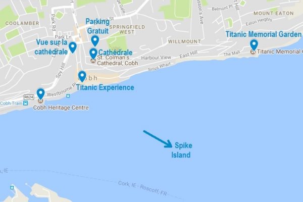 Plan et points d'intérêts pour visiter Cobh