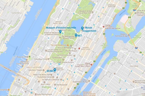 Carte des grands musées de New York
