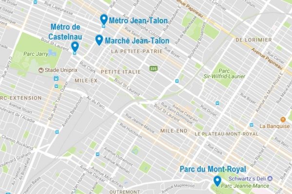 Emplacement du marché Jean-Talon à Montréal
