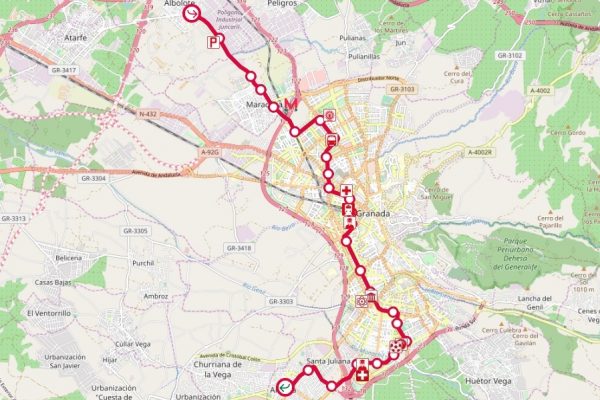 Carte avec le plan du métro-tramway de Grenade