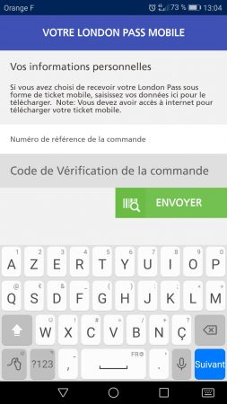 Application mobile du London Pass