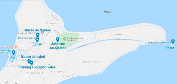 Carte de points d'intérêt à visiter à Marken