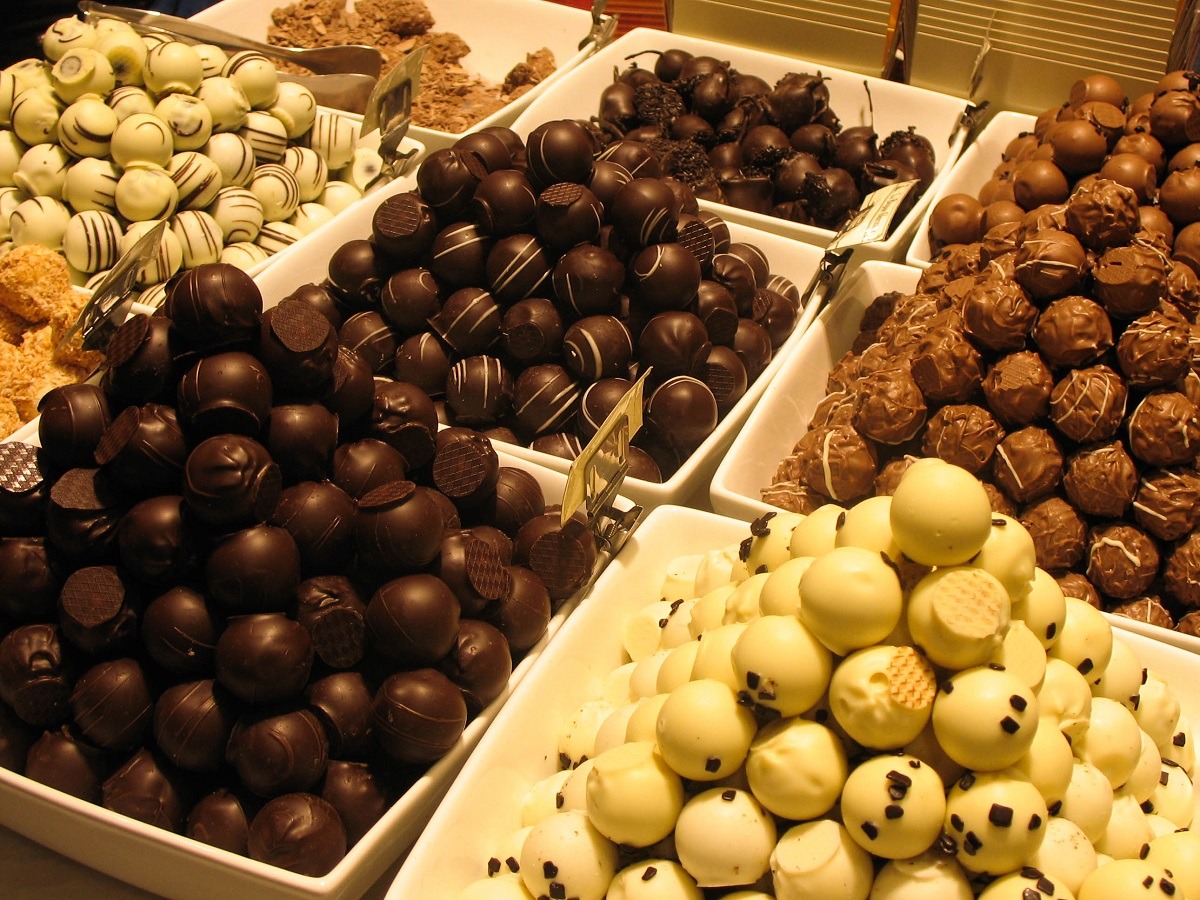 Dans une boutique de chocolats à Bruxelles