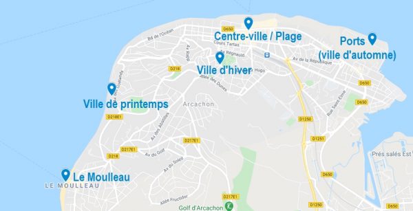 Quartiers pour cibler un Airbnb à Arcachon