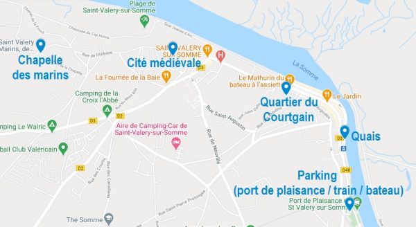 Carte des quartiers pour visiter Saint Valery sur Somme