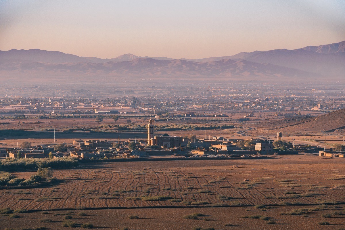 Paysage autour de Marrakech vu du ciel